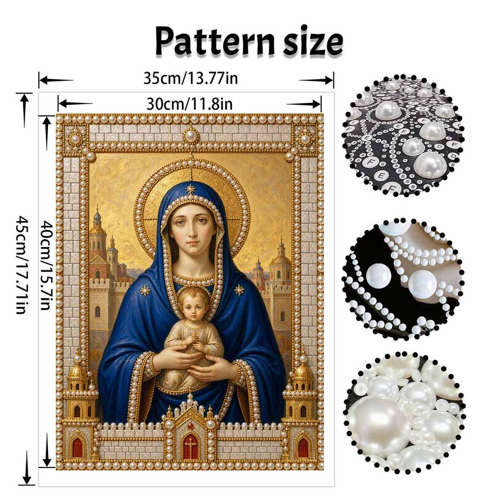 DIY 3D Pearl Diamond Painting Art Set Religious Mother Mary Jesus Home Decor Art Set Wall Art