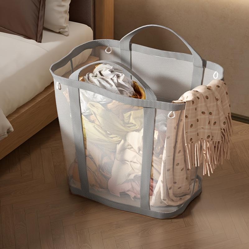 Boho Style Fabric Laundry Basket Foldable Pop Up Hamper with Side Pocket and Reinforced Handles for Laundry Bathroom Dorm Travel