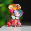 Resin Puppy Statue With Semiprecious Stones For Modern Home Office Display