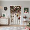 Christmas Curtain Door Floral Design Lightweight Breathable Semi Transparent Polyester Material Suitable Living Room Bedroom Home Office Holiday