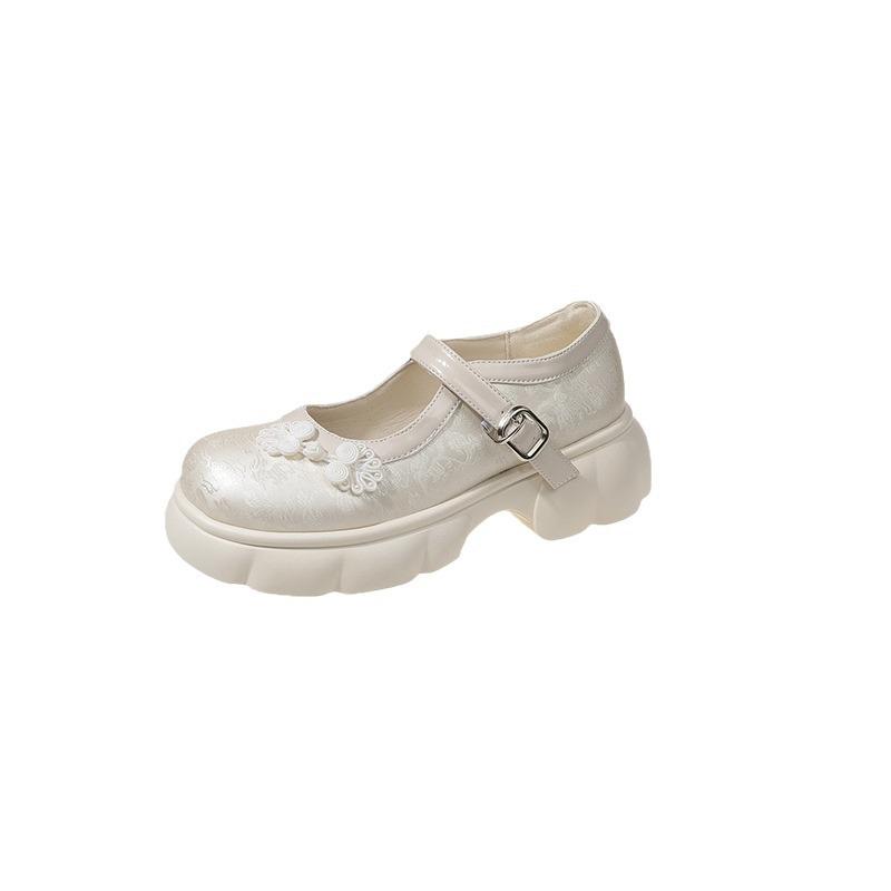 Platform Mary Jane Shoes Women'S College Style Small Leather Shoes Pork Kidney Shoes Coarse Heel Casual Shoes