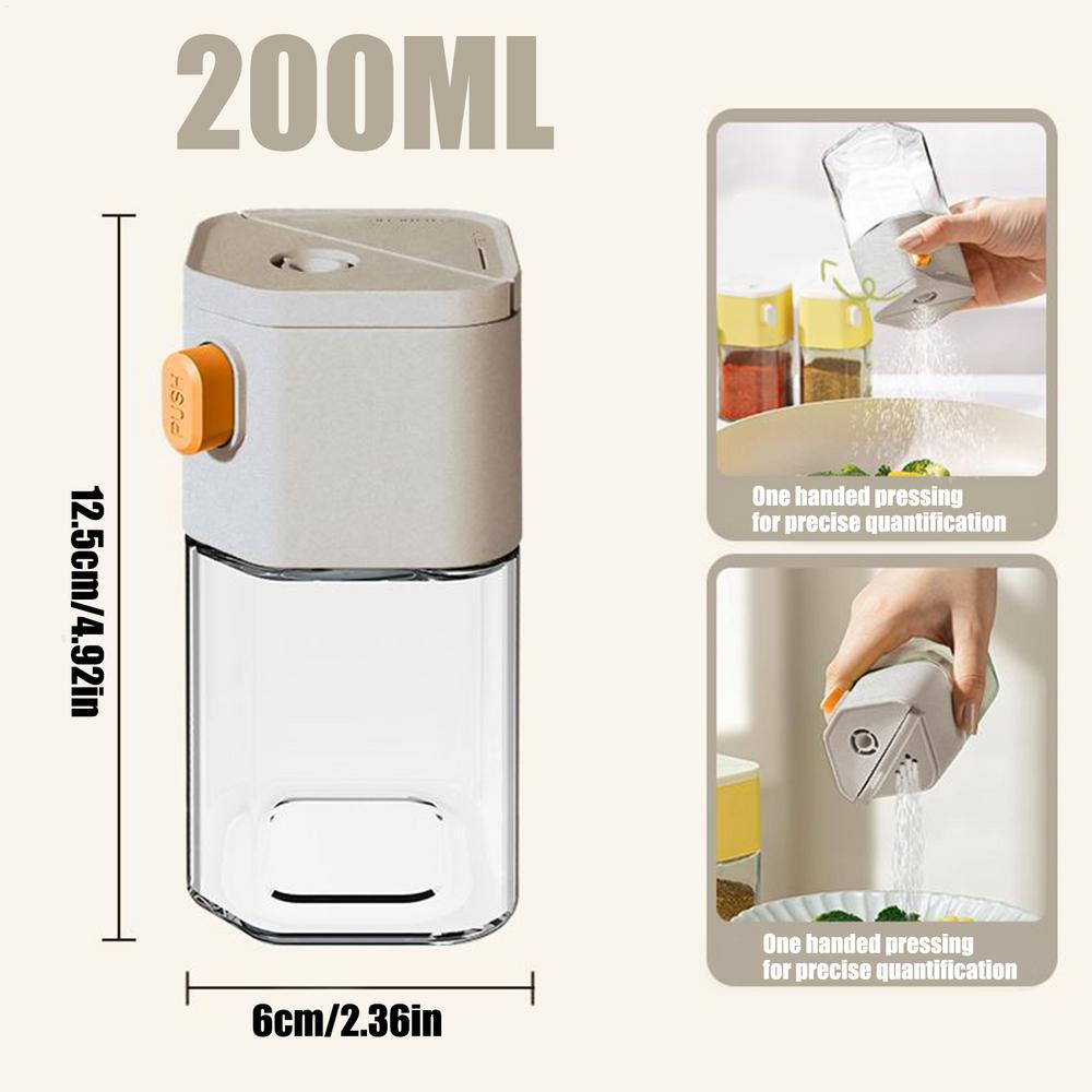 

200ml Multi-Functional Quantitative Seasoning Pot Press-Type Glass Seasoning Bottle Kitchen Salt Jar Spices & Pepper Shakers
