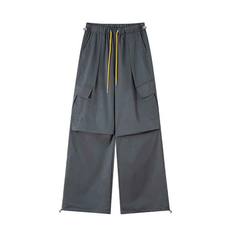 High Waist Wide Leg Paratrooper Pants - Casual Autumn Floor-Length Sportswear