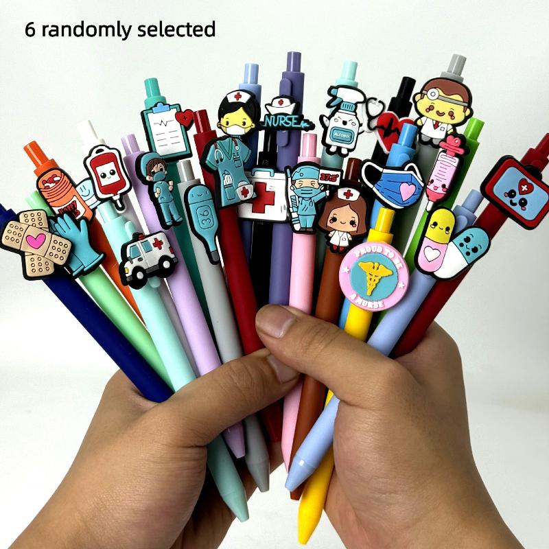 6/10 Stück Krankenakte Stifte Krankenschwester Arzt Schreibgelstifte Tag der Krankenschwester Geschenk Student Einziehbarer Kugelschreiber