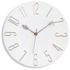 TUKUMO Nordic wall clock silent wooden hands non-bending stylish cute easy read lightweight simple large quiet analog gift interior (White (dial) +