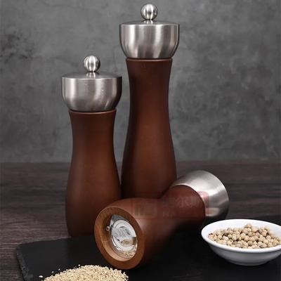 Metal Head Manual Pepper Grinder Wood Pepper Mill Ceramic Core Black Seasoning Salt Pepper Mills Kitchen Tools