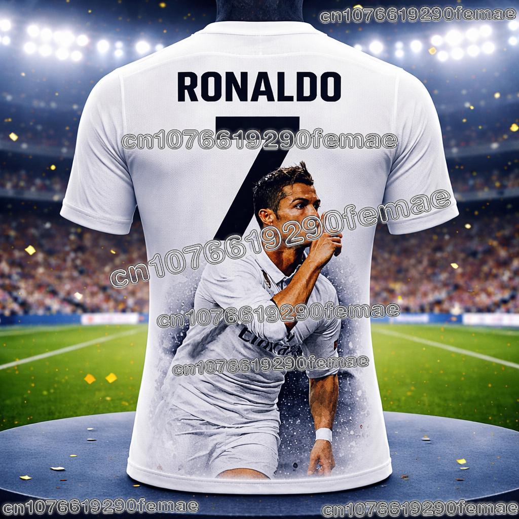 Ronaldo's Summer 3D Printed Family Wear Football Jersey T-shirt Is Loose and Comfortable Suitable for Outdoor Wear