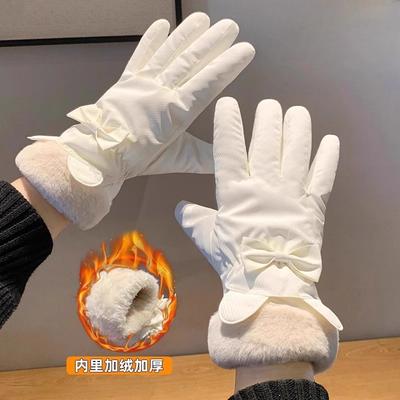 Warm Gloves Winter Women Touch Screen Cute Touch Screen Riding Electric Car Cold-proof Piled Thickened Windproof Cotton Gloves