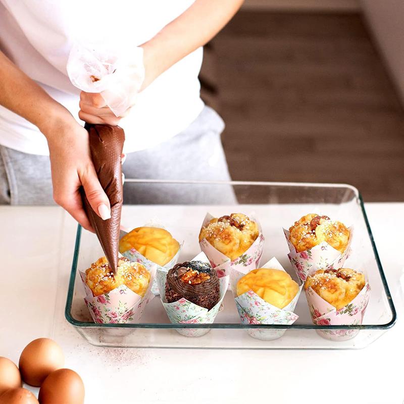 50Pcs Tulip Muffin Cupcake Paper Cups Oilproof Cupcakes Liner Baking Muffin Cup Cake Holder Decorating Tools Muffin Wrap Cases