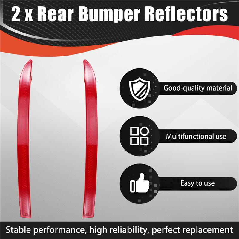 A58X-For Tiguan 2008-2017 Car Red Plastic Rear Bumper Reflectors Pair Left & Right 5ND945105 5ND945106