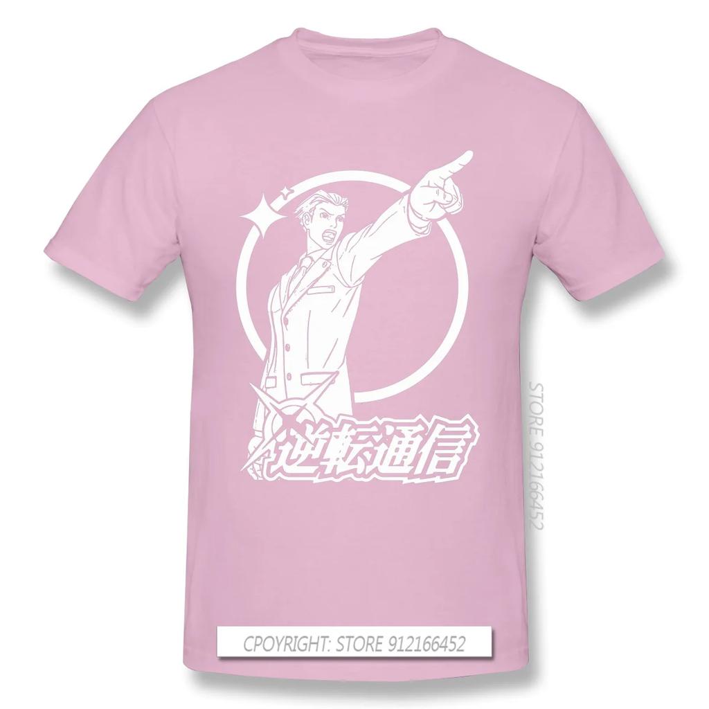 High Quality Men Clothes O-Neck 100% Cotton Cool  T-Shirts Phoenix Wright Ace Attorney Miles Fey Games Sleeve Short