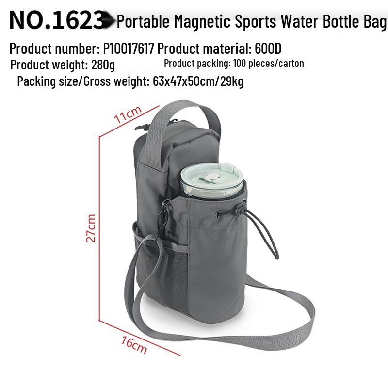 

Large Capacity Magnetic Fitness Crossbody Bag with Water Bottle Holder and Phone Key Storage