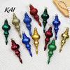 Shatterproof Plastic Holiday Baubles 6 Pcs Finial Drop Christmas Ornament, Glitter Vintage Style Gourd Ornaments Tree Decoration for Hanging