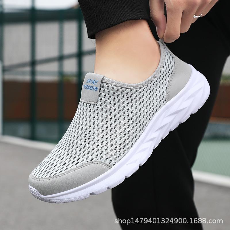 New shoes summer hollow breathable mesh shoes men's thick-soled lightweight casual sports shoes lazy shoes