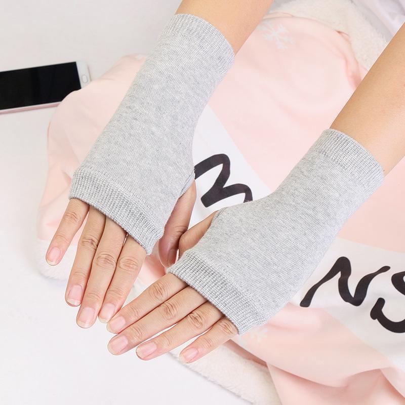 

Зимові теплі рукавички унісекс без пальців для друку, письма та мобільного використання One Size світло-сірого кольору