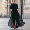 Summer new European and American women's clothing, fashionable and casual waist dress, daily simple split skirt