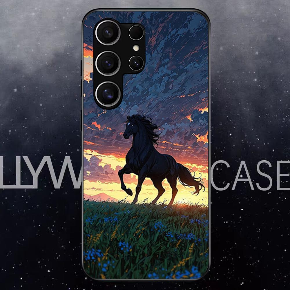 Cool Running Horse Phone Case For Samsung S25 Edge Ultra S23 S22 S21 S20 Ultra Plus S24 Fe A54 A53 A25 Glass Cover