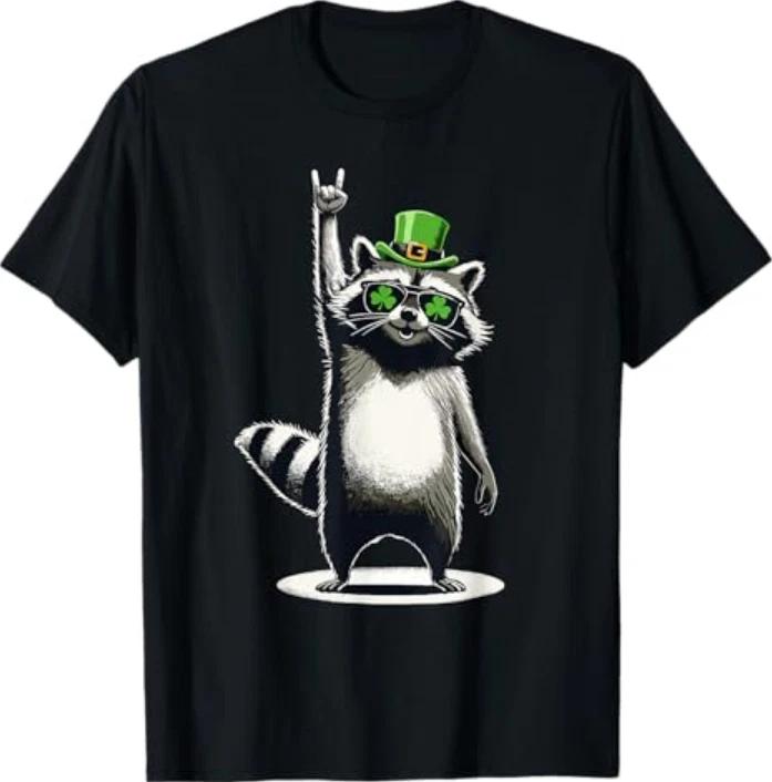 Raccoon St Pattys Shamrock Funny St Patricks Day Tshirt S
