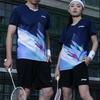 Li Ning Badminton Series Lightweight Comfortable Short Sleeve Simple Solid Color Shorts Casual Sports Suit Two Piece Set Unisex Sportswear AATU057-1