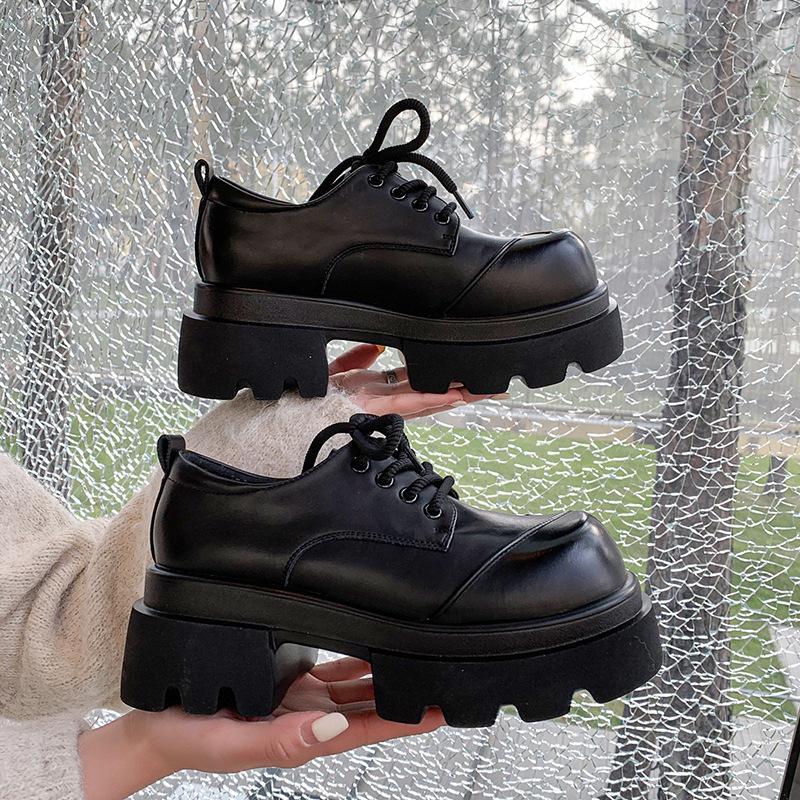 Square head high heels women's 2025 early spring new lace-up deep mouth shoes are not tired of thick heels