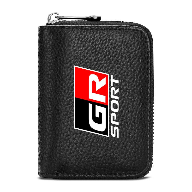 Genuine Leather Car Driver's License, ID Card, Bank Card Wallet for Toyota TRD GR Yaris Hilux Corolla Prius Avensis Emblem Auris Rav4