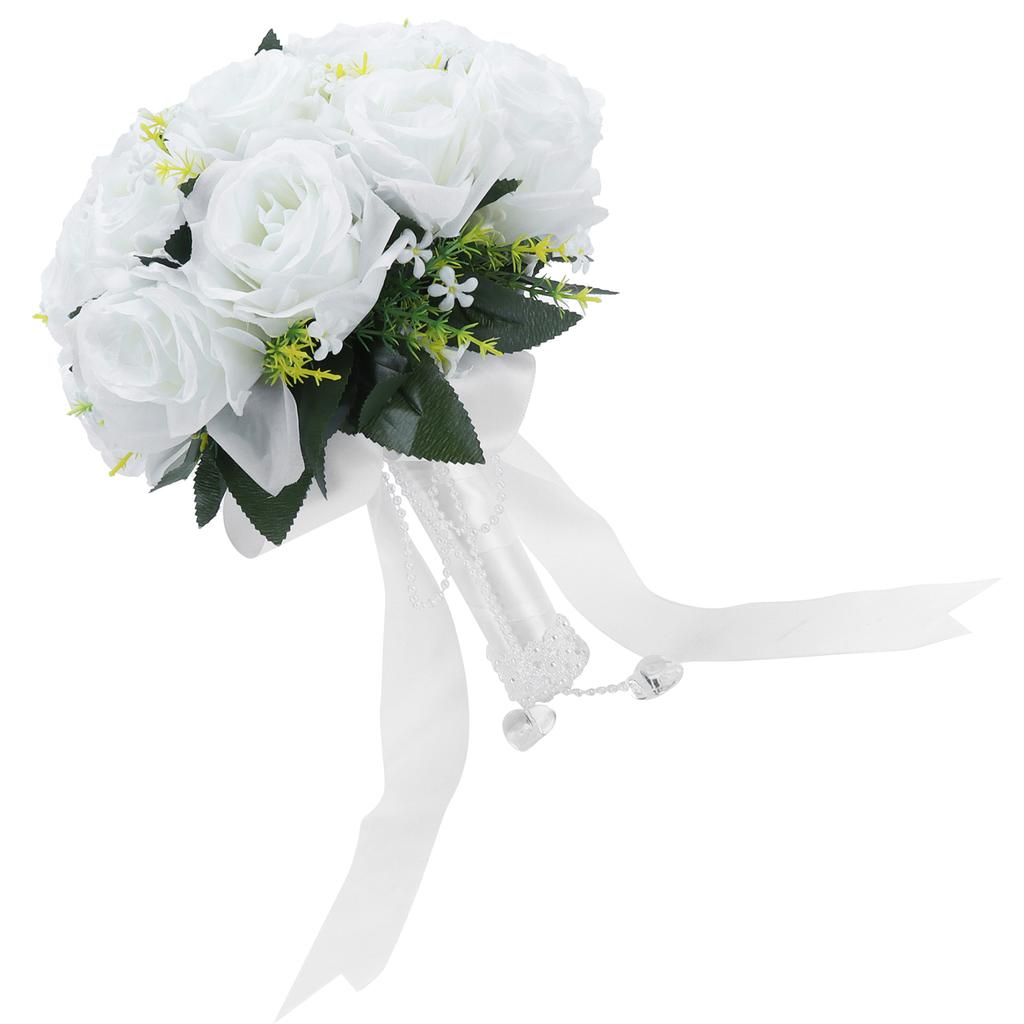 Bridal Bridesmaid Bouquet Innovative Simulation Rose Flowers Bunch Wedding Decoration White