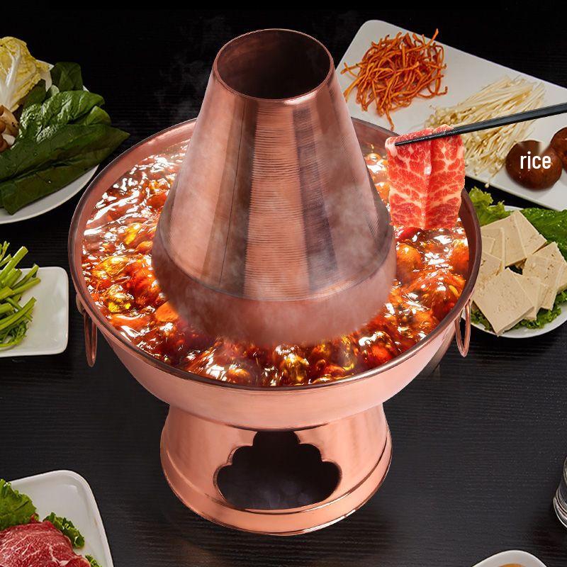 Ningzhao Vintage Copper Charcoal Split Hot Pot