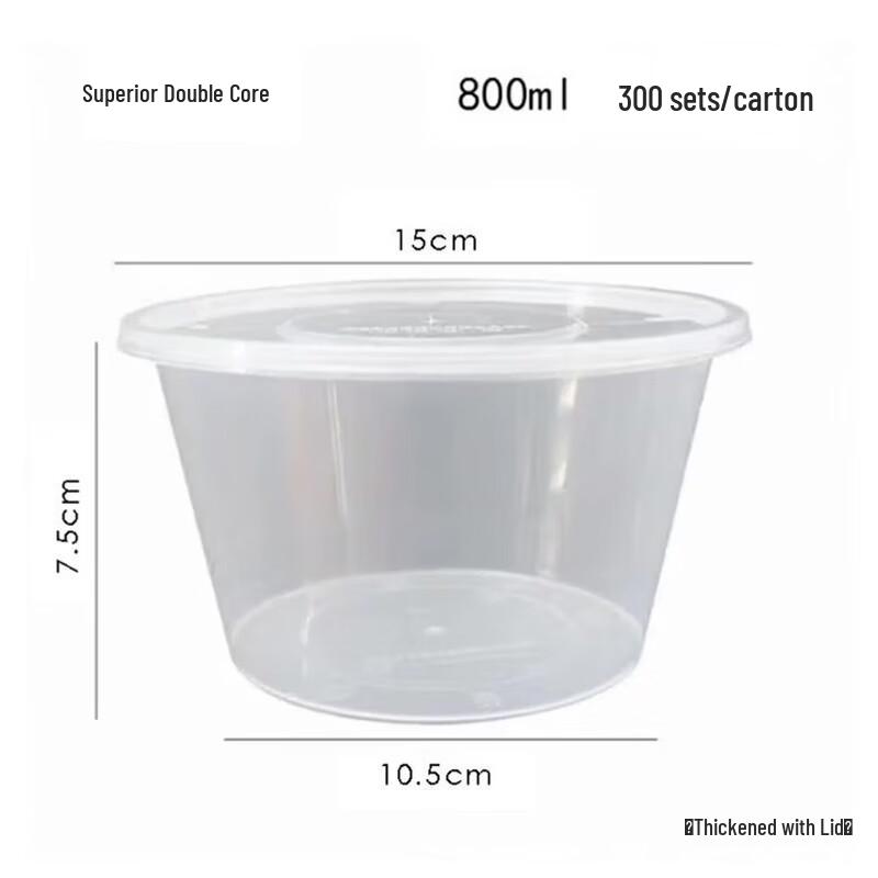 

SPSR 800ml Disposable Round Transparent Meal Prep Containers with Lids