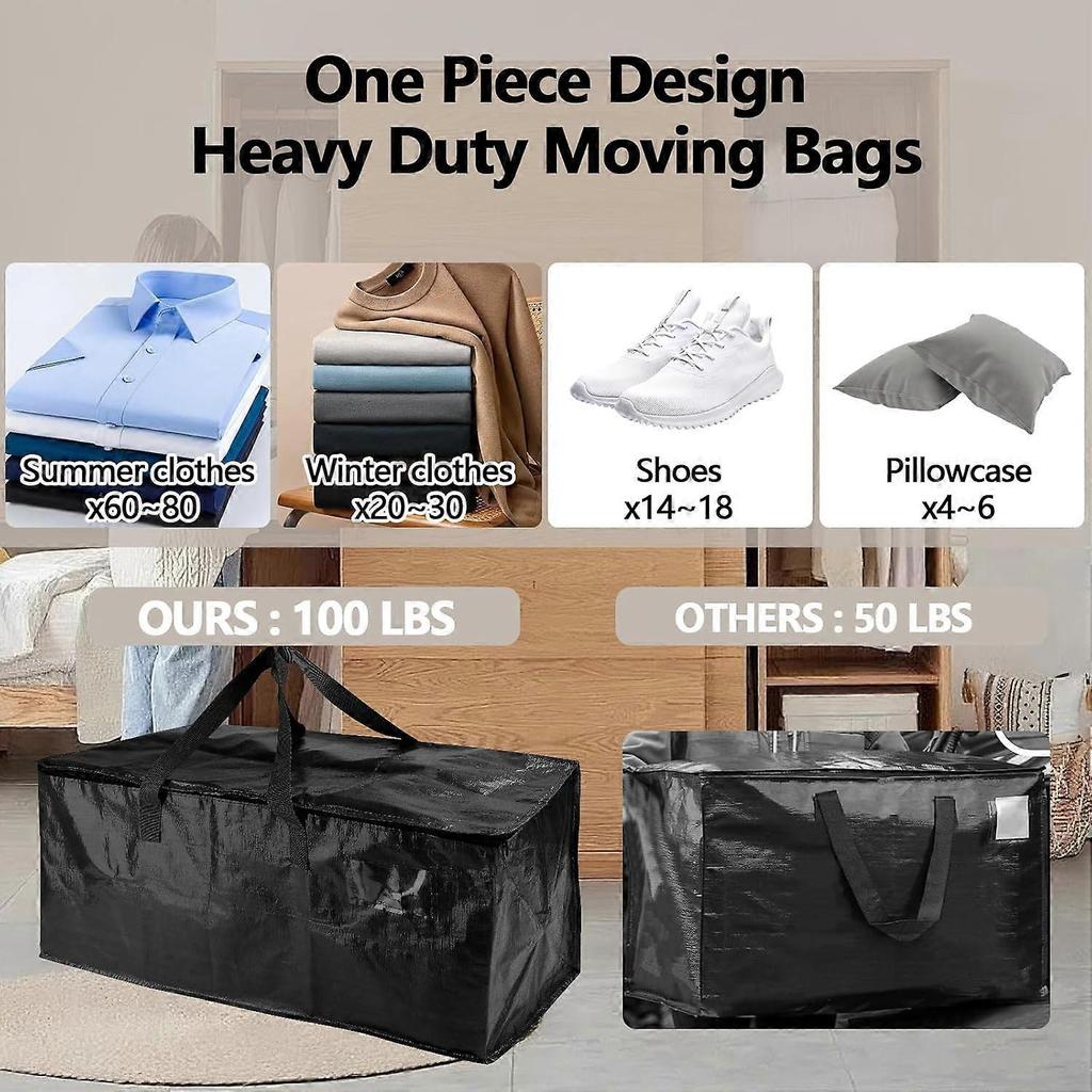 10 Pack Waterproof Moving Bags with Strong Zippers and Reinforced Handles, Real 100lb Capacity Extra Heavy Duty Large Storage Totes for Packing & Mov