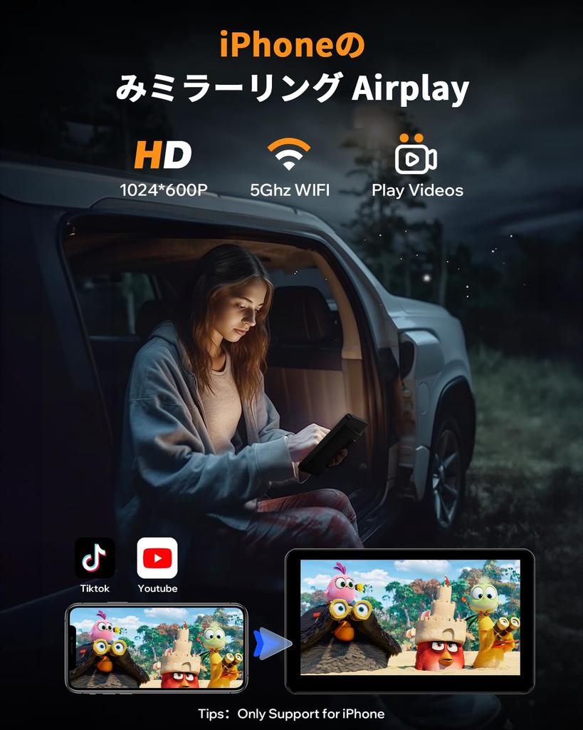 LAMTTO 7-inch Wireless CarPlay Display Audio System - Integrated Navigation System with Smartphone Connectivity, Apple Carplay/Android Auto Compatible