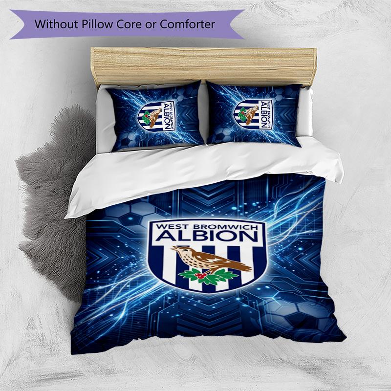 Set Biancheria da Letto Stampato West Bromwich Albion Football 3 Pezzi, Set Copripiumino Confortevole e Delicato sulla Pelle per Camera da Letto
