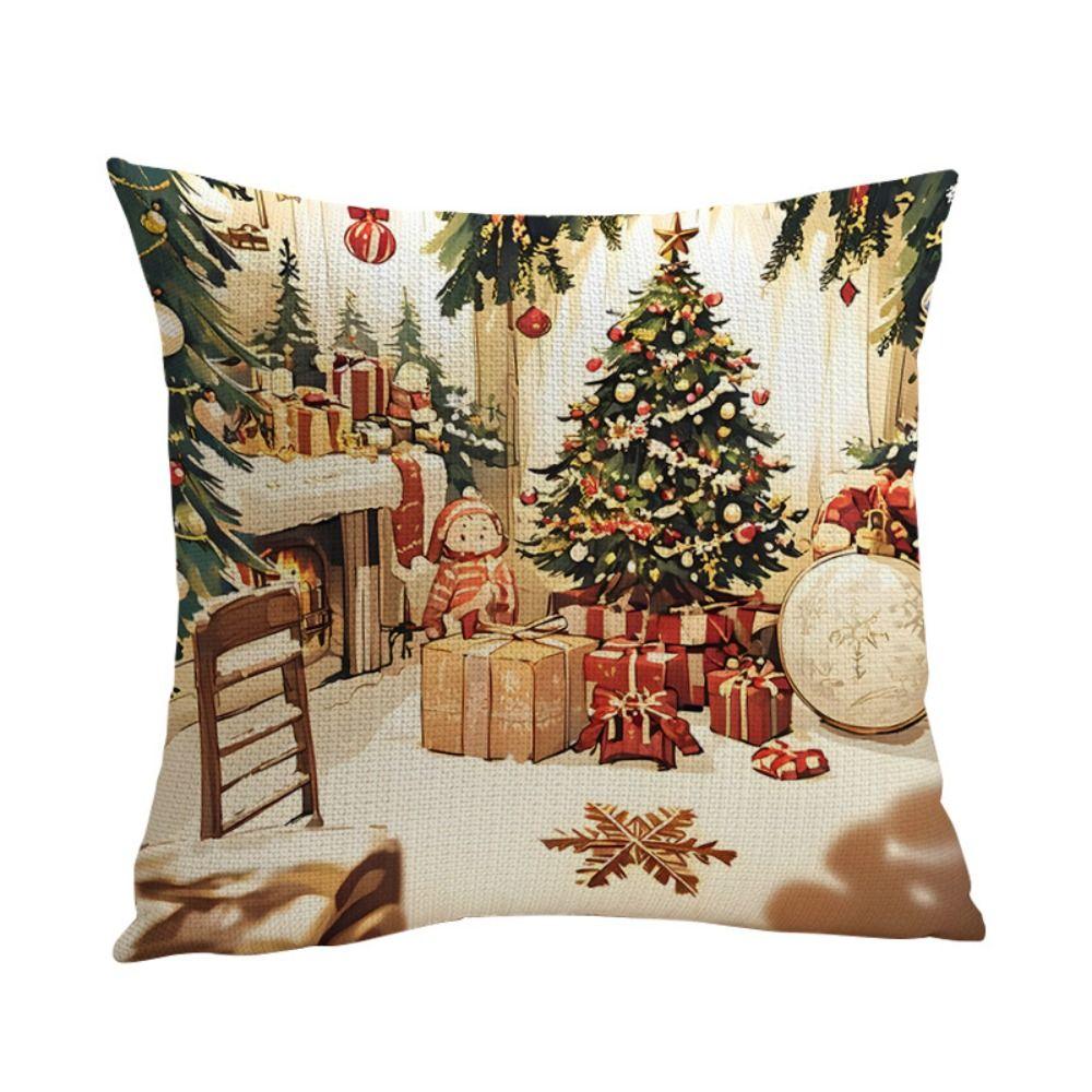Flax Merry Christmas Pillow Cover Luxury Xmas Throw Pillow Case Christmas Cushion Cover  Bed