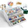 Vetrina in Cristallo con 3 Cassetti e 54 Scomparti - Grande Organizer Scatola Gioielli per Cristalli, Pietre Preziose e Rocce - Custodia Trasparente 23.5x15.5x10.5cm
