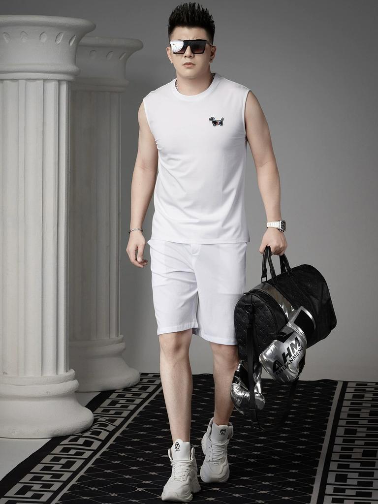 European Goods Fashion Brand Badge round Neck Vest Men's Summer Casual Waistcoat Outer Wear Sports Undershirt Men's Sleeveless T-shirt