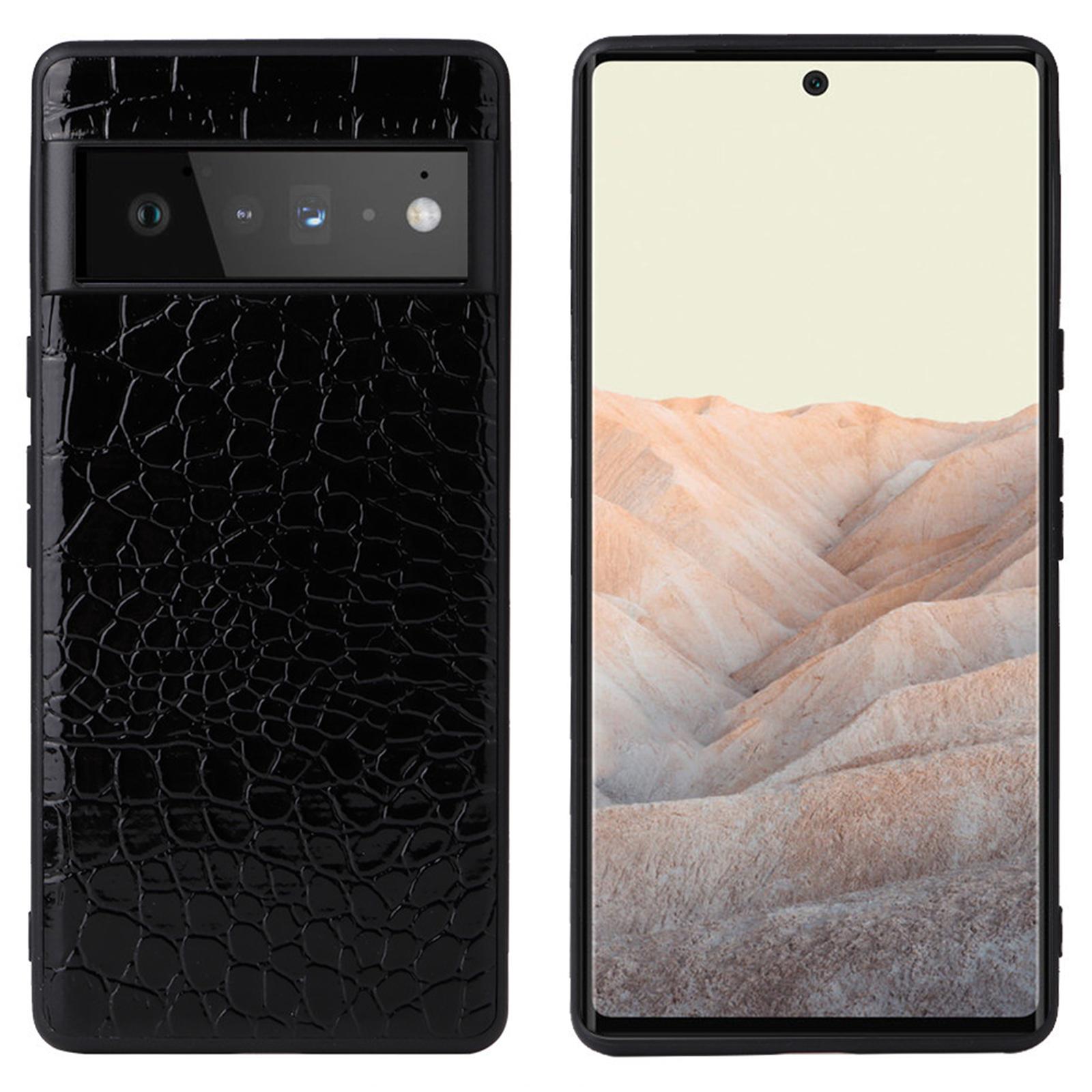 

For Google Pixel 7 Pro 5G Anti-scratch Phone Case Textured PU Leather Coated TPU+PC Hybrid Cover Crocodile Texture