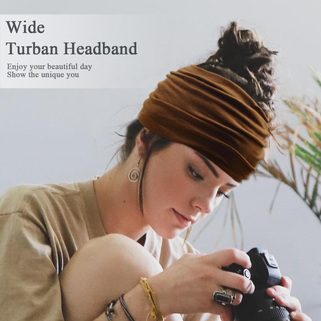 Solid Color Women Wide Elastic Hairband Sports Yoga Headband Vintage Sweat-Wicking Elastic Headscarf Anti-Sweat Headwear