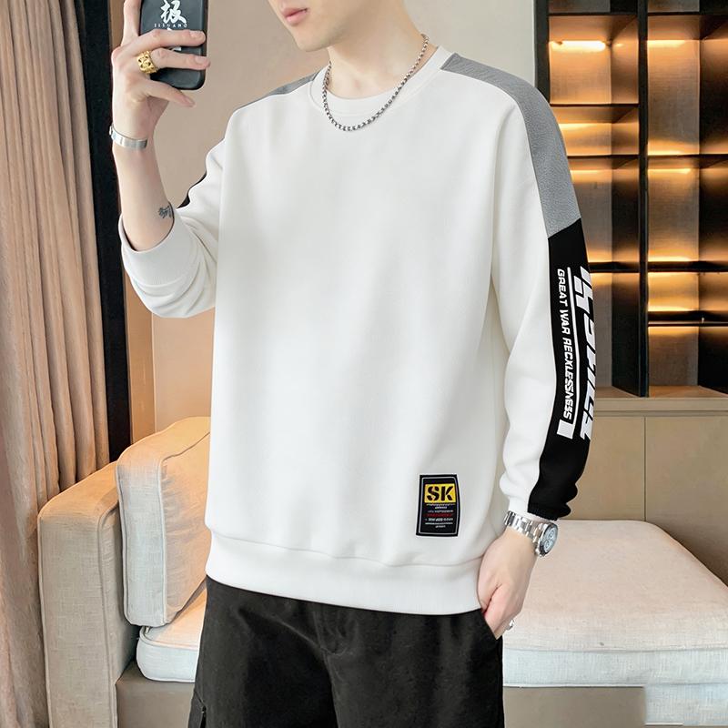Men's Sweatshirt Casual Handsome Long-sleeved T-shirt Round Neck Sweatshirt Men's Clothing