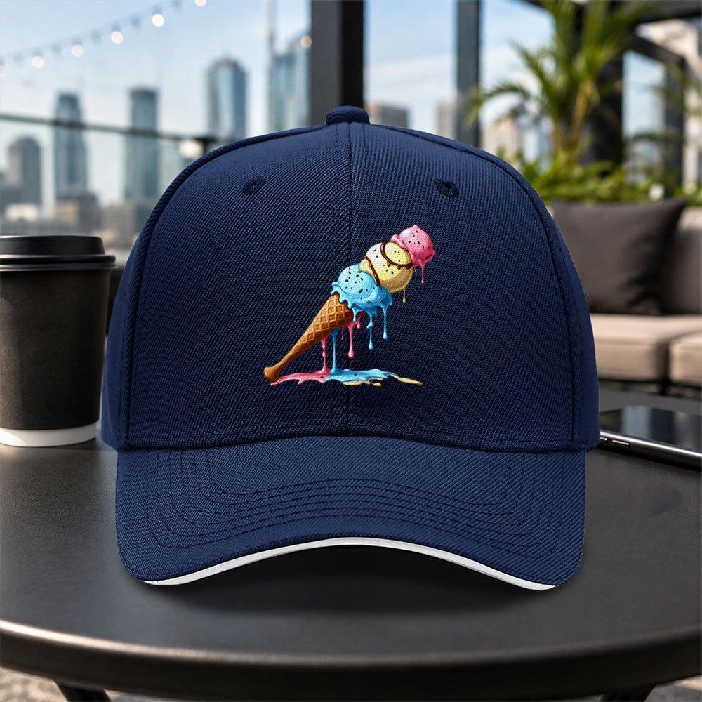 Melted Ice Cream Stick Sandwich Baseball Cap Unisex Adjustable Dad Hat For Travel Parties Daily Wear Multicolor