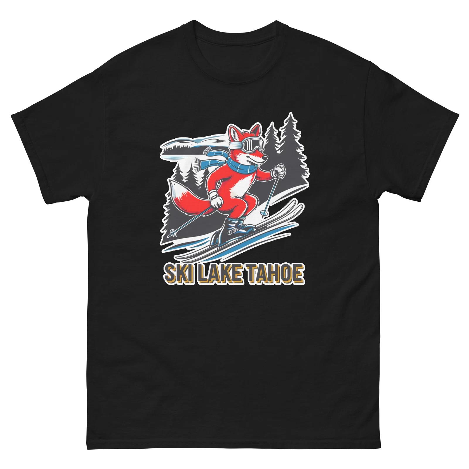 Ski Lake Tahoe Fox Skiing Skier Animal T-Shirt 4XL
