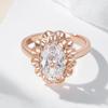 Classic Big Oval Natural Zircon Ring For Women Fashion  Rose Gold Color Crystal Flower Daily Vintage Jewelry