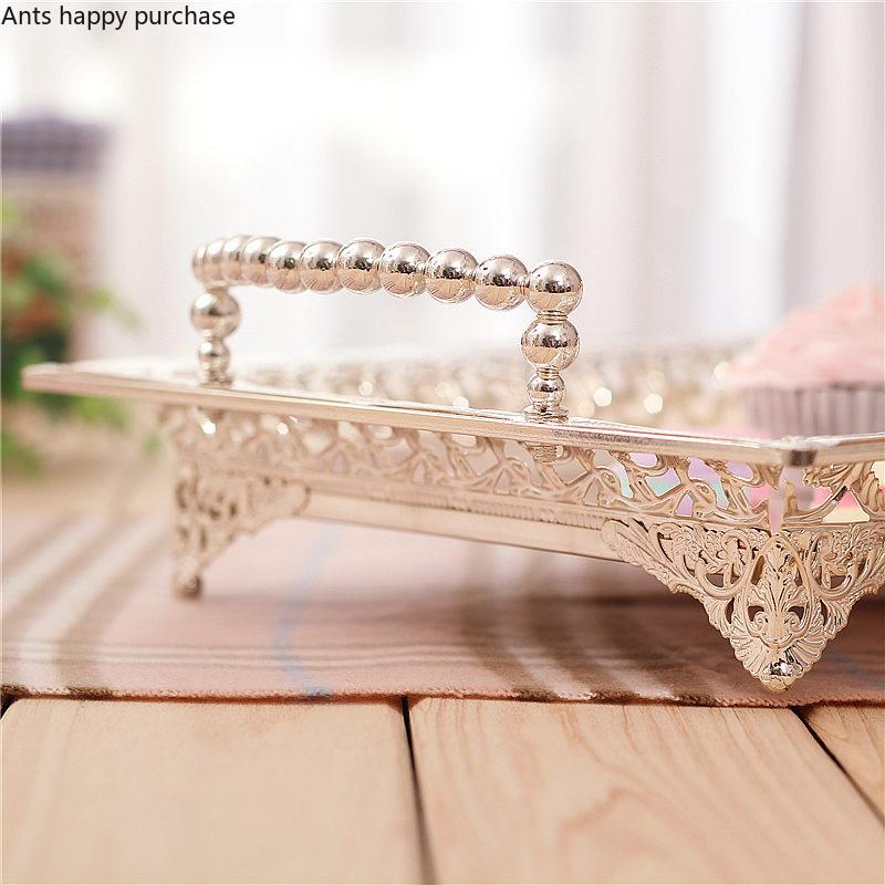 Versilbertes Ablagetablett im europäischen Stil für Nachmittagstee, Dessert- und Snacktablett, Hochzeitsdessert, Tischdekoration, Obstkuchenform