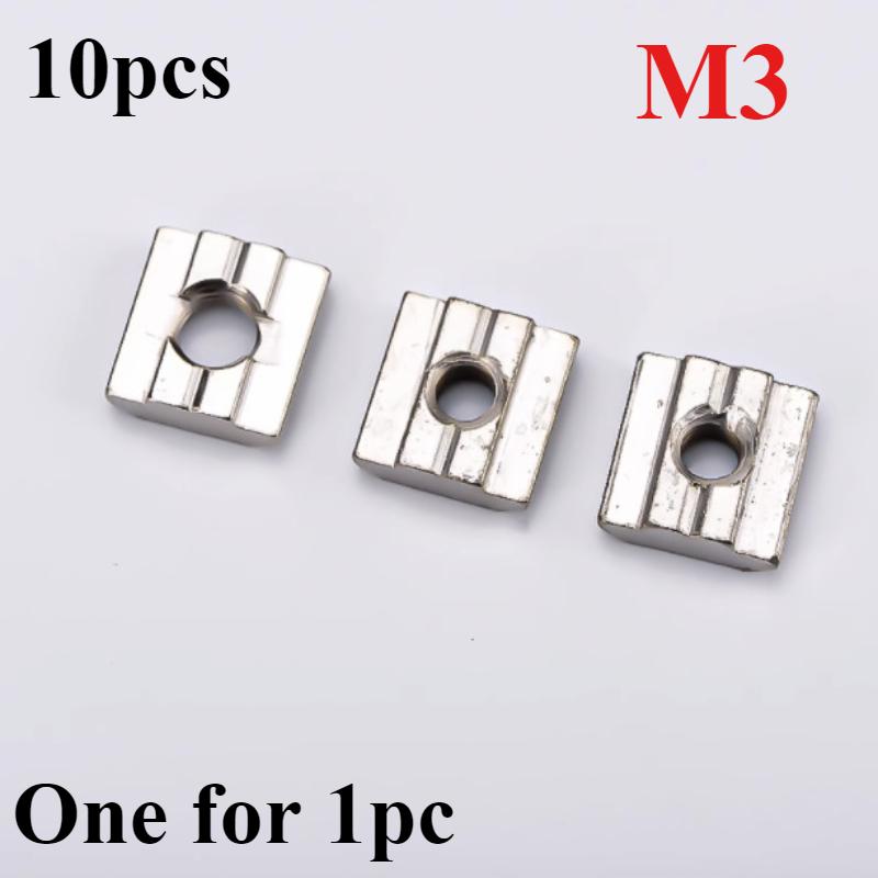 10pcs/set T-Track Sliding Hammer Nut T Block Square Nut Standard Ship Type Nut Screw M3 M4 M5 M6 Automotive Components