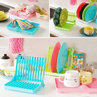 Plastic Material Plate Organizer Multicolor Kitchen Drainer Creative Foldable Rack  Kitchen Use