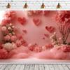 2D flat 1pc pink floral heart balloon wreath background, Valentine's Day, Mother's Day, graduation ceremony, wedding