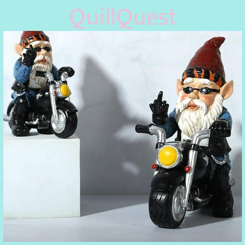 Garden Novelty Gnomes Statues Motorcycle Dwarf  Ornaments Outdoor Decor Naughty
