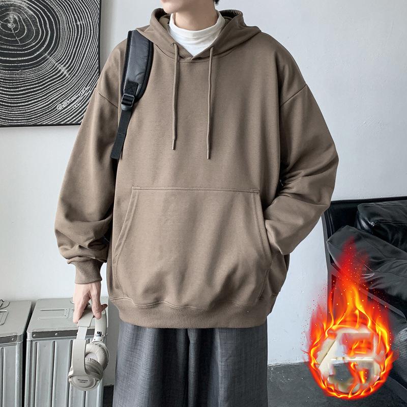 Sweat à capuche décontracté et confortable pour homme, haut ample, couleur unie, pour le sport et le printemps-automne