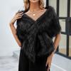 Women's Winter Fashion Faux Fr Scarf Shawl Coat