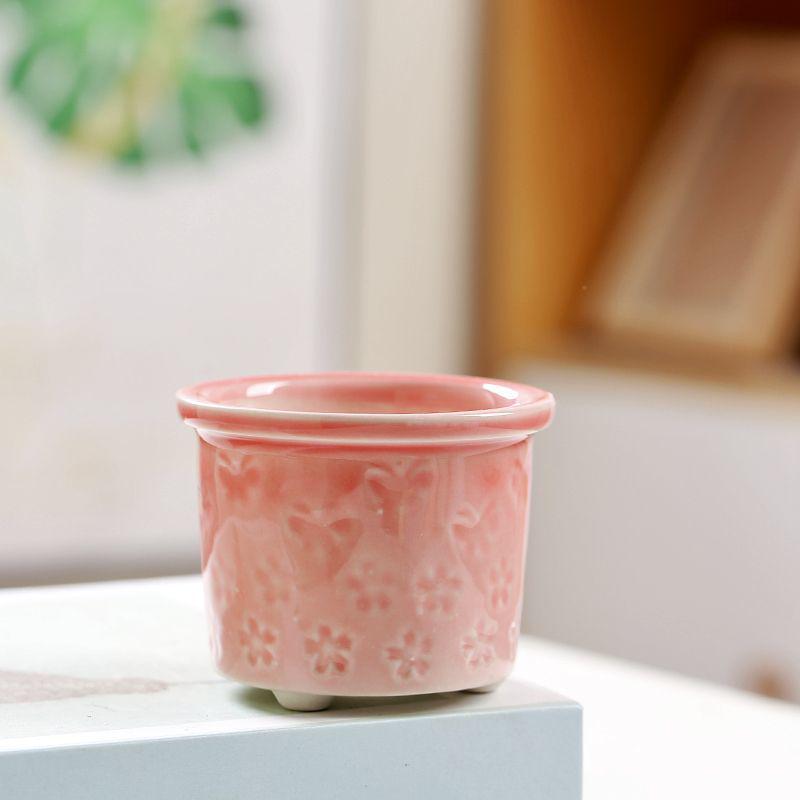 Creative Ceramic Butterfly Succulent Pot with Ice Crack Design - Breathable and Stylish Desktop Planter