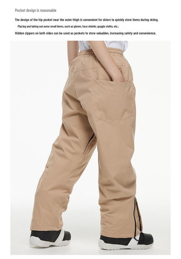 Unisex Waterproof Thickened Ski Pants - Warm, Loose Fit for Winter Sports