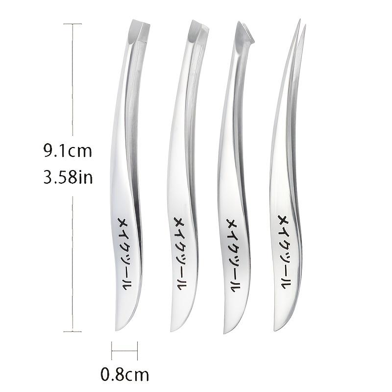 Xiaomi 4pcs Stainless Steel Tweezers Suitable for Skin - Precision Slant Tip for Facial Hair Removal, Pimple, Eyebrow Grooming